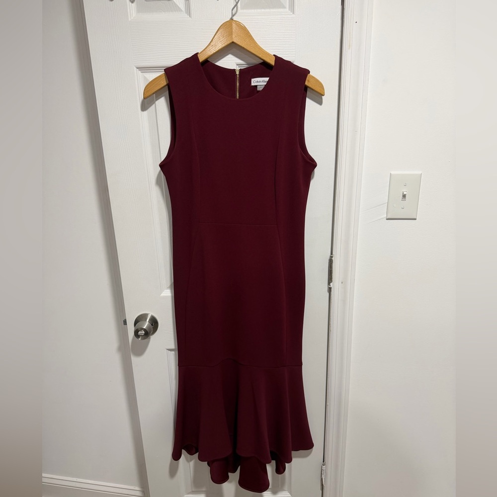 Calvin Klein Burgundy Midi Dress